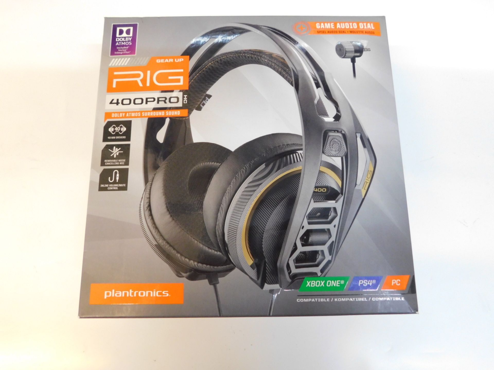 1 BOXED PLANTRONICS RIG 400HC HEADPHONES RRP Â£64.99