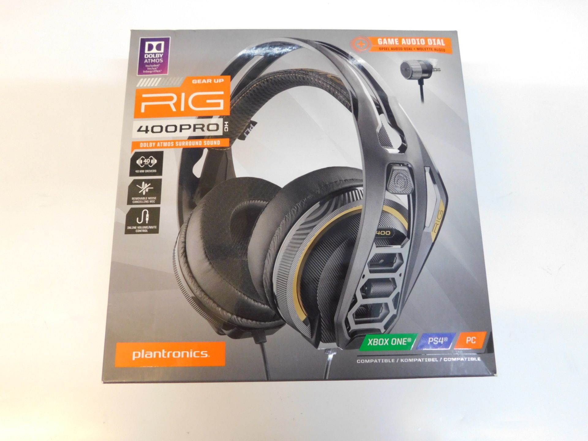 1 BOXED PLANTRONICS RIG 400HC HEADPHONES RRP Â£64.99