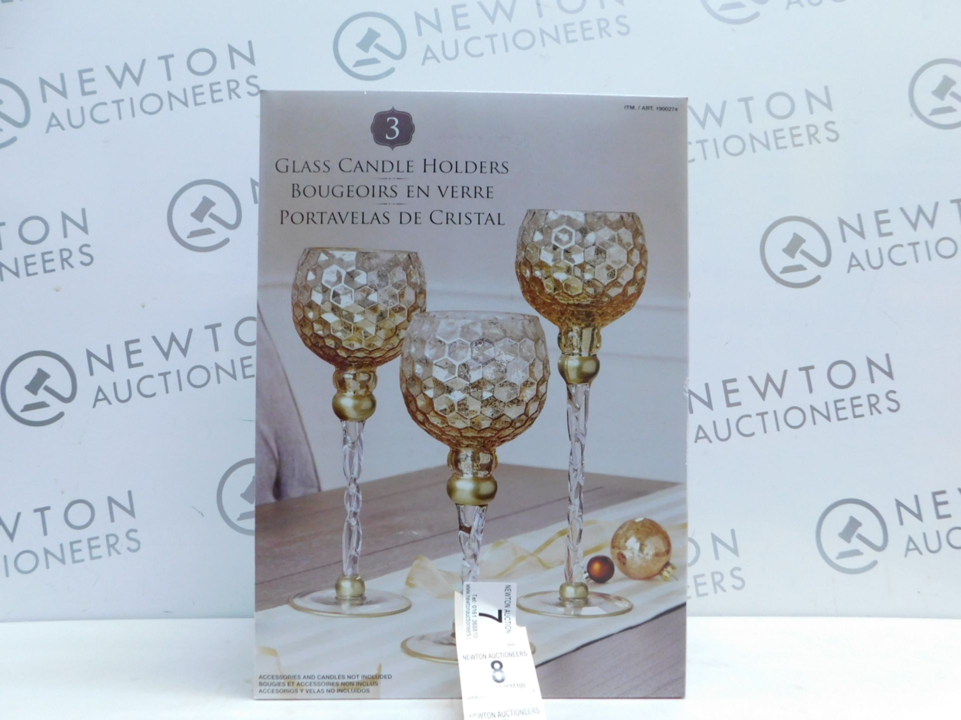 1 BOXED SET OF 3 DESIGNER GLASS CANDLE HOLDERS RRP Â£39.99