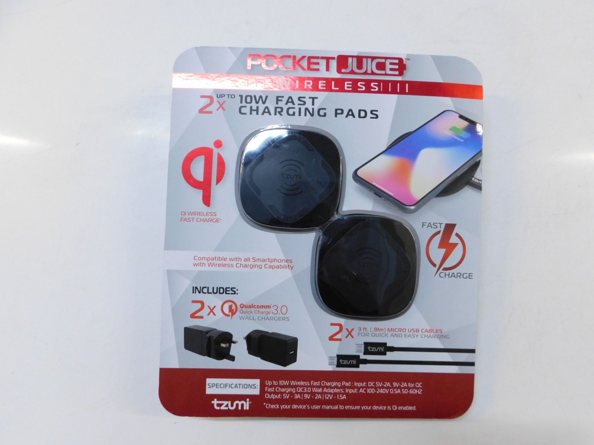 1 PACK OF TZUMI WIRELESS FAST CHARGING PADS 2 PACK RRP Â£39.99