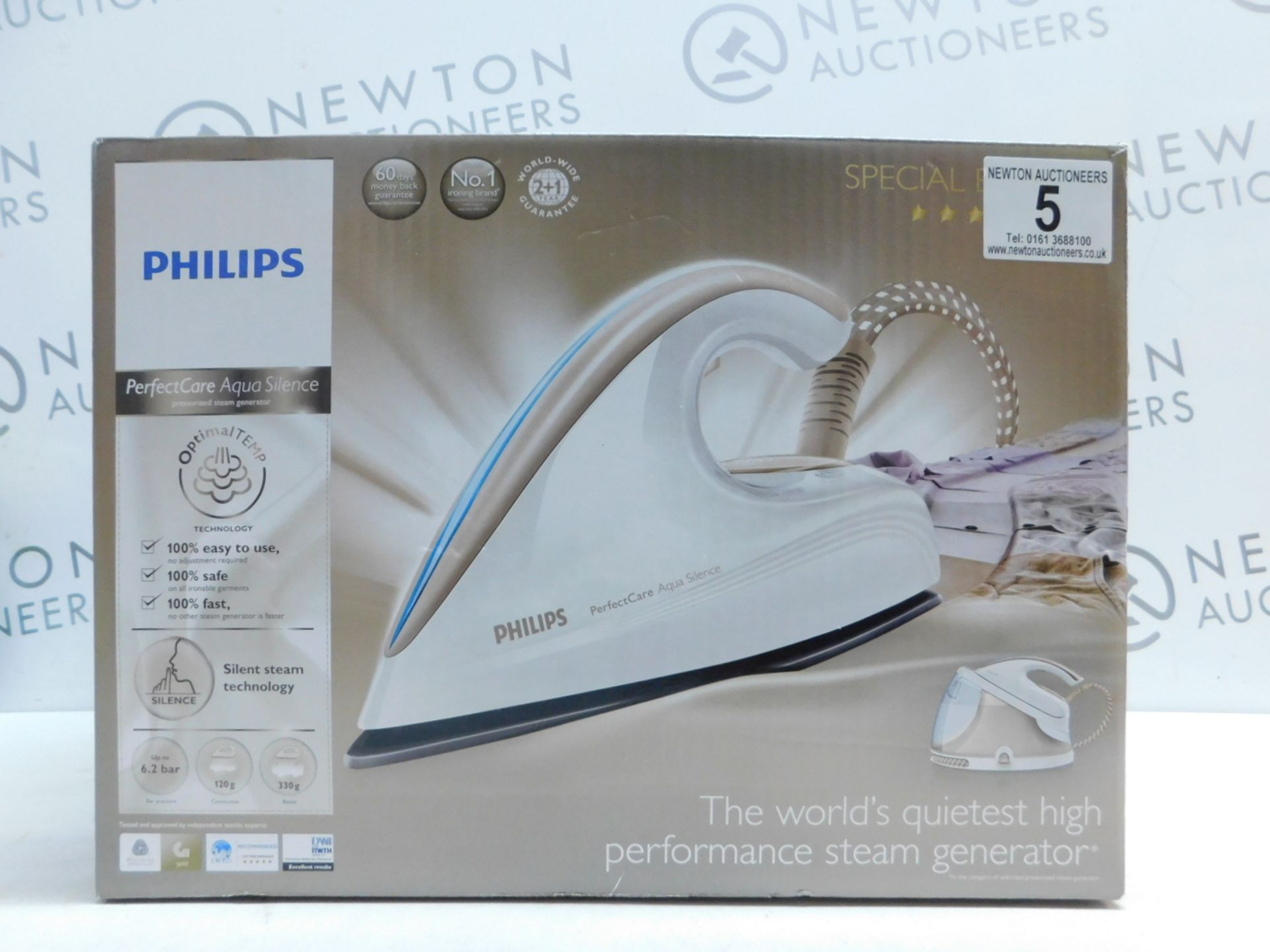 1 BOXED PHILIPS PERFECT CARE AQUA SILENCE 2100W STEAM GENERATOR IRON RRP Â£229.99