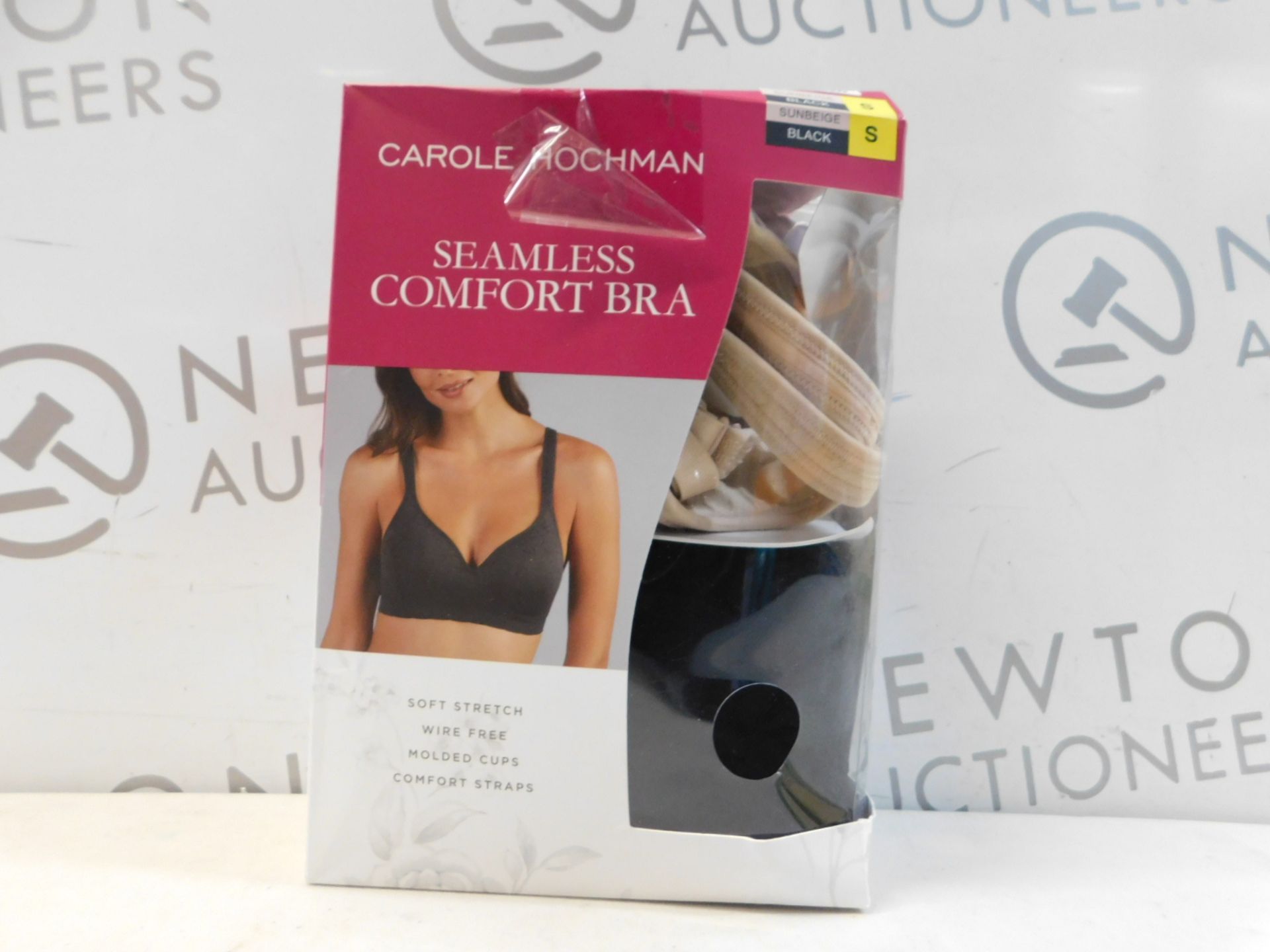 1 BOXED CAROLE HOOCHMAN 2PK SEAMLESS COMFORT BRA IN SUNBEIGE & BLACK SIZE S RRP Â£29.99