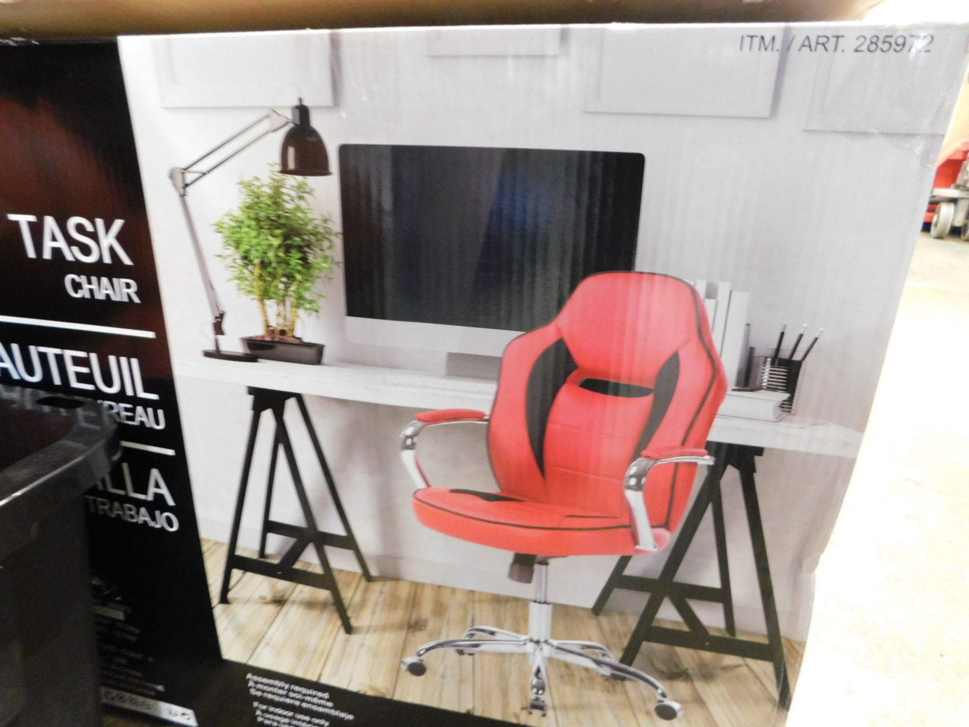 1 BOXED GLOBAL FURNITURE SPORTY RACER RED BONDED LEATHER OFFICE CHAIR RRP Â£89.99