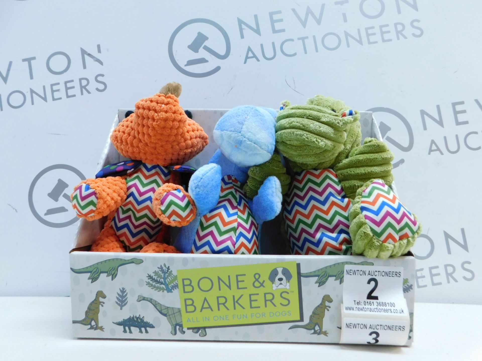 1 PACK OF 3 BONE & BARKERS DOG TOYS RRP Â£24.99