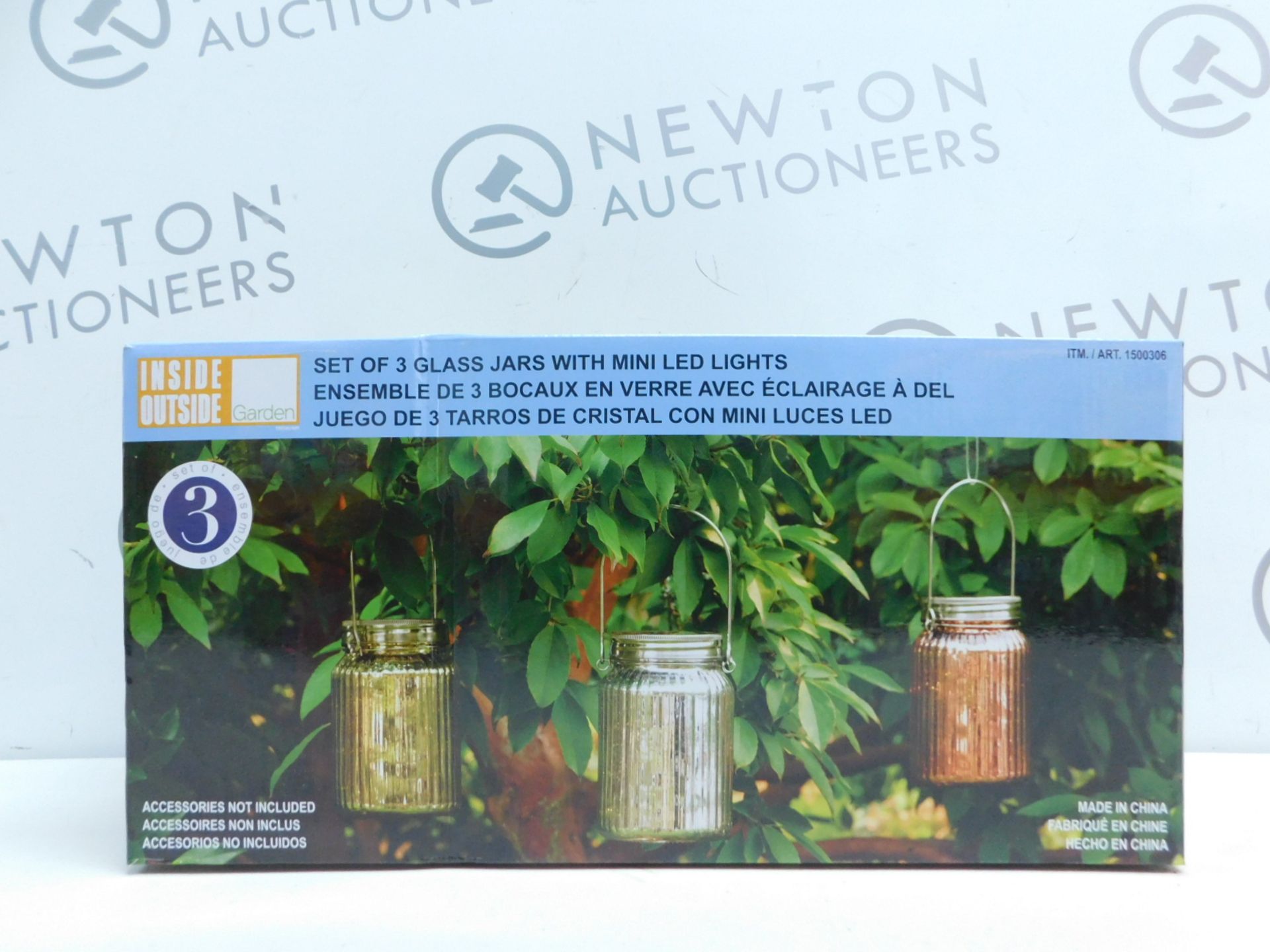 1 BOXED SET OF 3 COLORED GLASS GARDEN JARS WITH FAIRY LIGHTS RRP Â£39.99