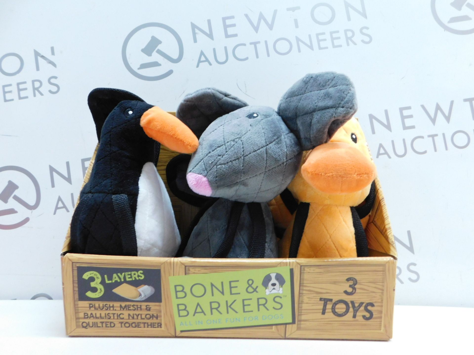 1 PACK OF 3 BONE & BARKERS DOG TOYS RRP Â£24.99