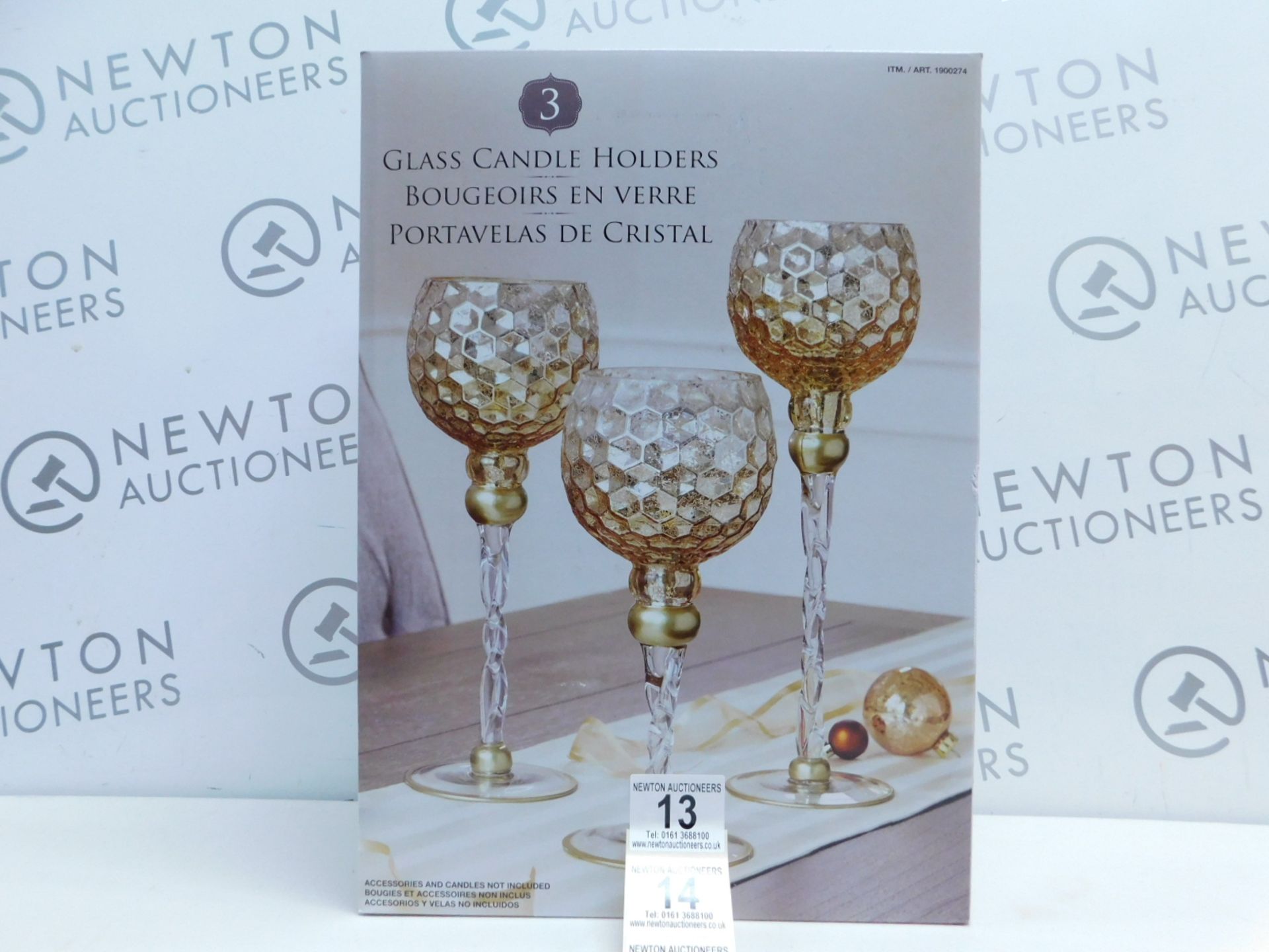 1 BOXED SET OF 3 DESIGNER GLASS CANDLE HOLDERS RRP Â£39.99