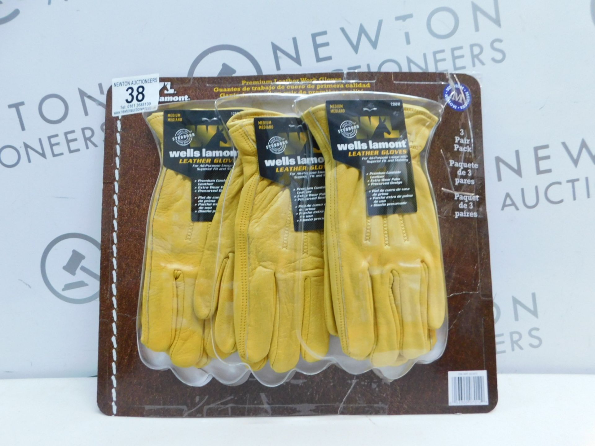 1 PACK OF 3 PAIRS OF WELLS LAMONT PREMIUM WORK GLOVES SIZE M RRP Â£34.99