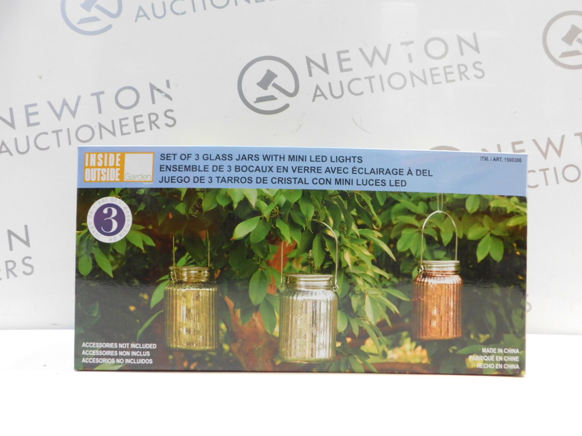 1 BOXED SET OF 3 COLORED GLASS GARDEN JARS WITH FAIRY LIGHTS RRP Â£39.99