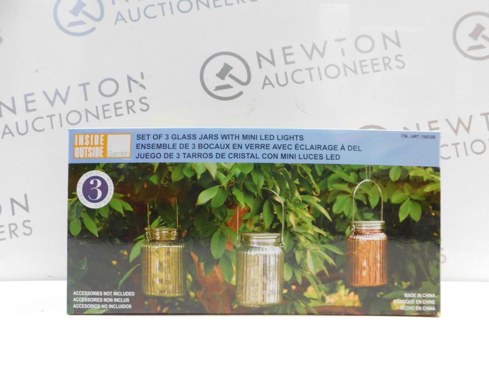 1 BOXED SET OF 3 COLORED GLASS GARDEN JARS WITH FAIRY LIGHTS RRP Â£39.99