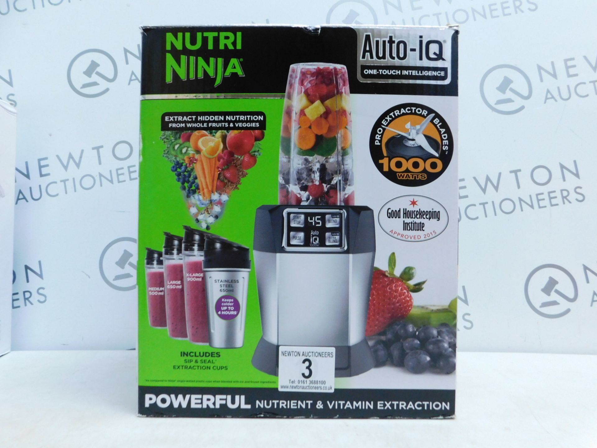 1 BOXED NUTRI NINJA AUTO IQ 1000W BLENDER WITH ACCESSORIES RRP Â£119 (WORKING)