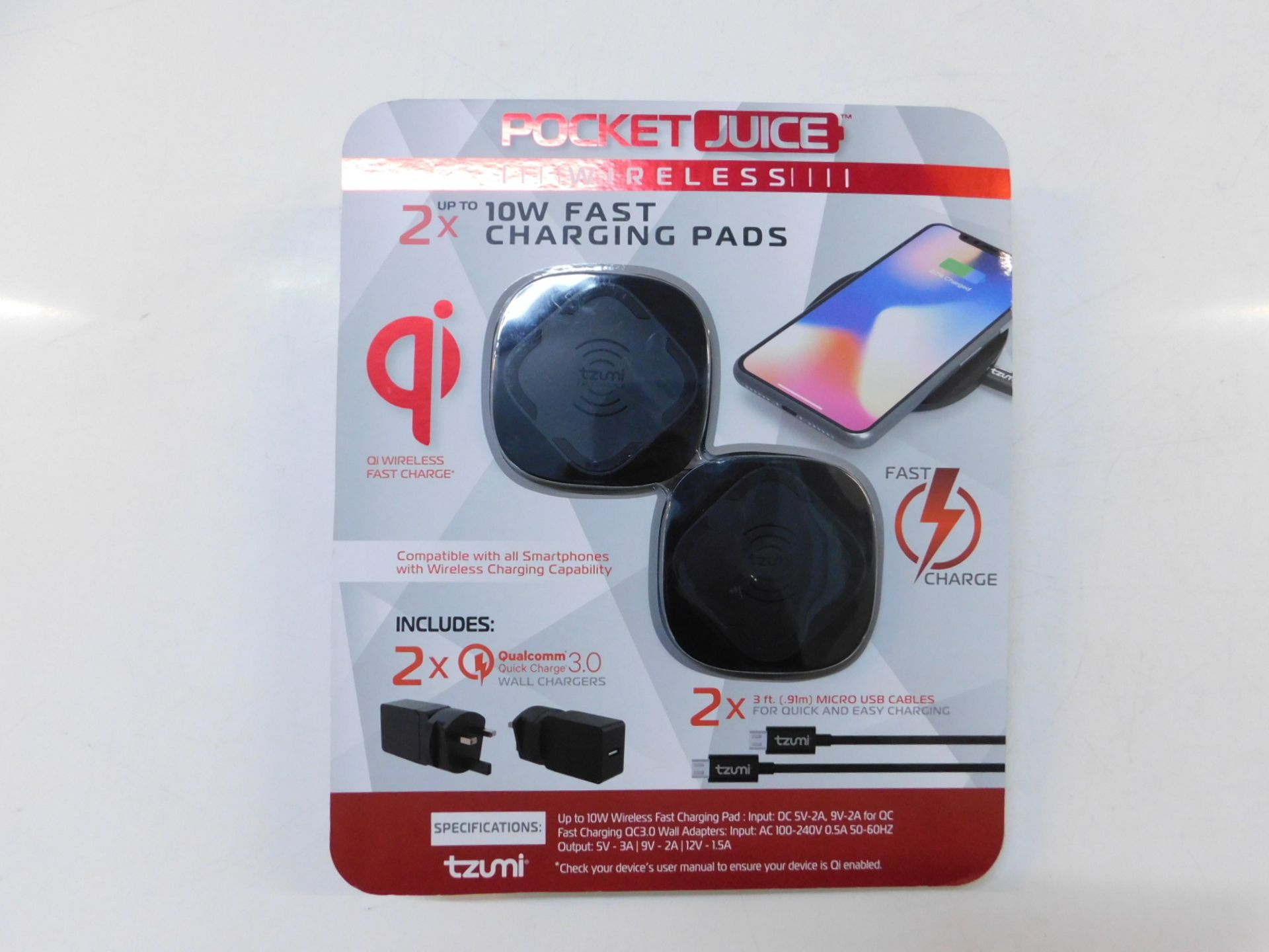 1 PACK OF TZUMI WIRELESS FAST CHARGING PADS 2 PACK RRP Â£39.99