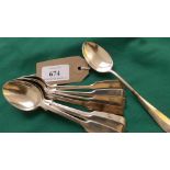 6 Victorian silver teaspoons (London 1875) and 2 others (Chester 1820 and Sheffield 1902) (6oz.