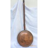 Copper warming pan with turned handle