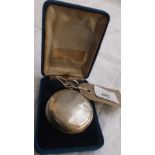 Silver cased Victorian full hunter gentleman's fob watch in presentation case (London 1854)