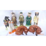 8 Pieces of Beswick including 5 pig ornaments, Shepherds sheep dog,