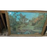 Two large gilt framed coloured prints,