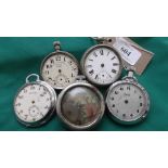 5 silver plated cased pocket watches each in need of repair
