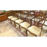 Set of six shield backed mahogany framed dining chairs,