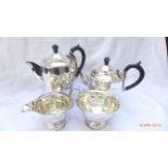 Four piece Sheffield plated teaset including two pots