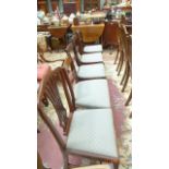 Selection of five mahogany framed dining chairs ( 3 & 2 singles) the padded seats of each