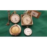 4 gentleman's fob watches, each in plated case,