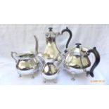 Quality four piece plated teaset including two pots ex. M.