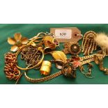 Selection of gilt dress jewellery