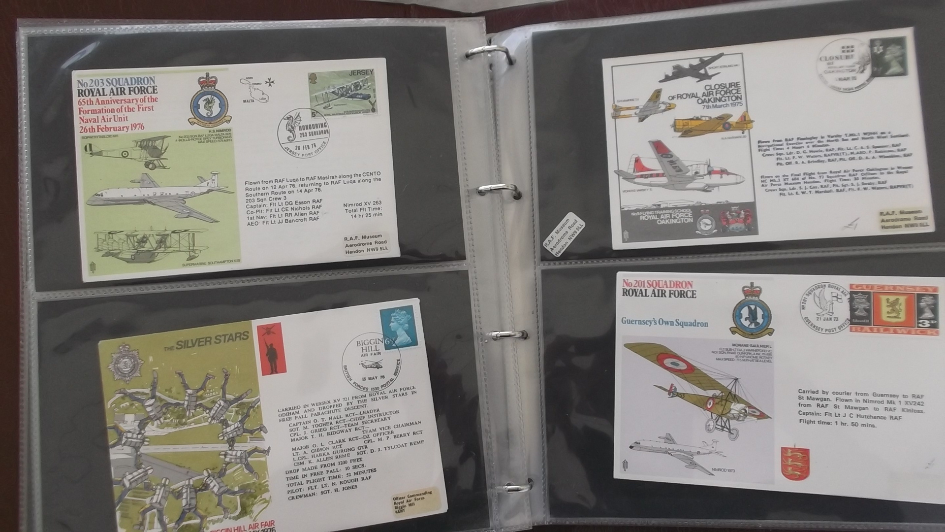 Album of 32 RAF and FDC Anniversary cards with catalogue
