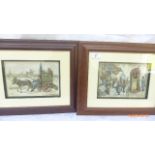 Pair of framed 3D Anton Pieck pictures of the original grinder and his monkey and of the corner