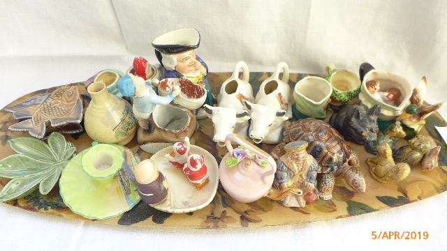 Magpie lot of miniature items from a sel. of factories incl. Wade Tortoise, pair of creamers etc.