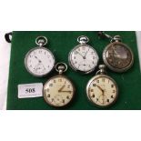 Two Military Damas pocket watches each in plated case and three others