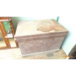 Large painted cabin/storage trunk with rope work handle