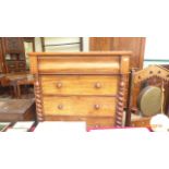 Mahogany Victorian chest of long scrolled upper drawer and three graduated lower drawers the latter