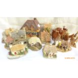 9 cottage ornaments from various factories, carved animal ornaments etc.