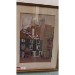 Gilt framed watercolour of "Ye Olde Bunn Shoppe,