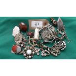 Selection of Marquette and silver backed dress jewellery etc.