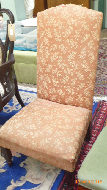 High backed hall chair the seat and back upholstered in light brown autumnal contemporary cloth - Image 2 of 2