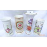 4 late 19th Century spill vases including a Spode 'Felspar ' oriental pattern,