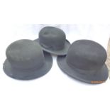 3 Black ladies bowler hats, one ex.