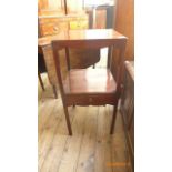 Mahogany side table fitted single drawer and lower storage area on four plain tapering feet