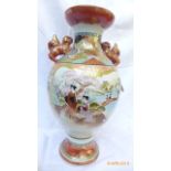 Large satsuma oriental urn shaped mantel piece vase (18" high)