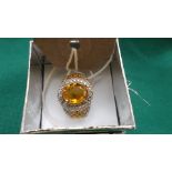 Citrine dress ring with diamond accents (Size O)
