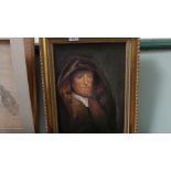 Gilt framed signed oil on canvas believed of Rembrandt's mother