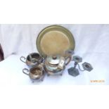 Three piece plated teaset,