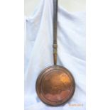 Copper warming pan with turned handle