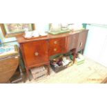 Neat bow fronted mahogany early 20th century sideboard, fitted two long central drawers,