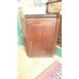 19th Century oak freestanding corner cupboard with dentil freeze to top,