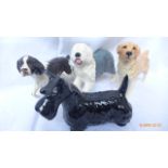 4 Beswick animals, an old English sheep dog, Scottie dog,