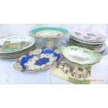 Selection of decorative commemorative and ribbon plates,